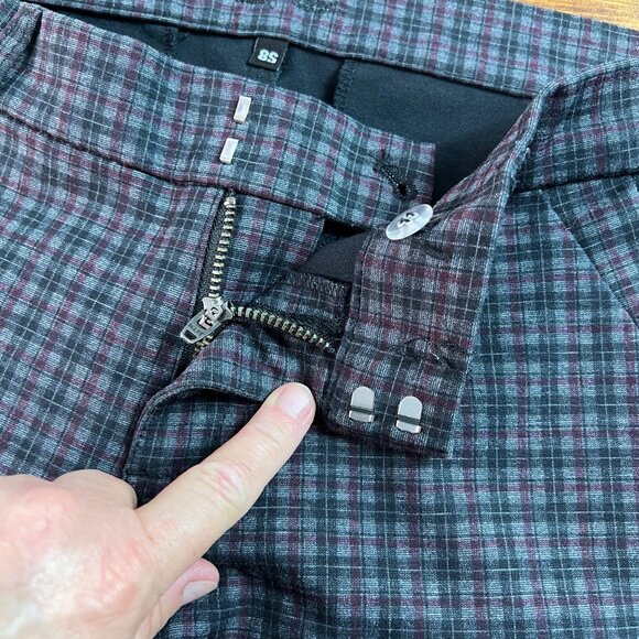 Kut From The Kloth Womens Skinny Plaid Pants Size 8S Black & Burgundy Polyester/ - Picture 4 of 14